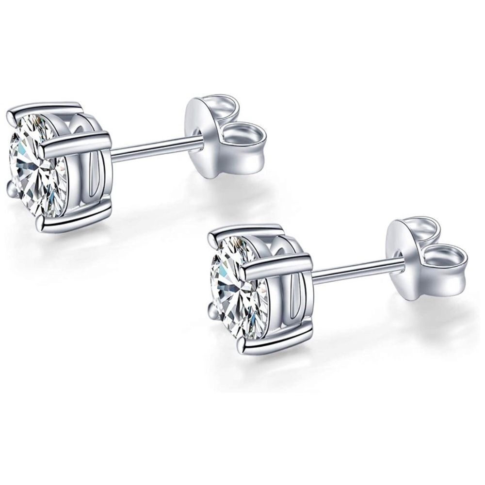 18k 1cttw Diamond Moissanite Solitaire Earrings